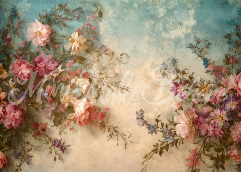 Kate Fine Art Floral Backdrop Vintage Retro Flower Painting Designed by Mini MakeBelieve - Kate Backdrop AU