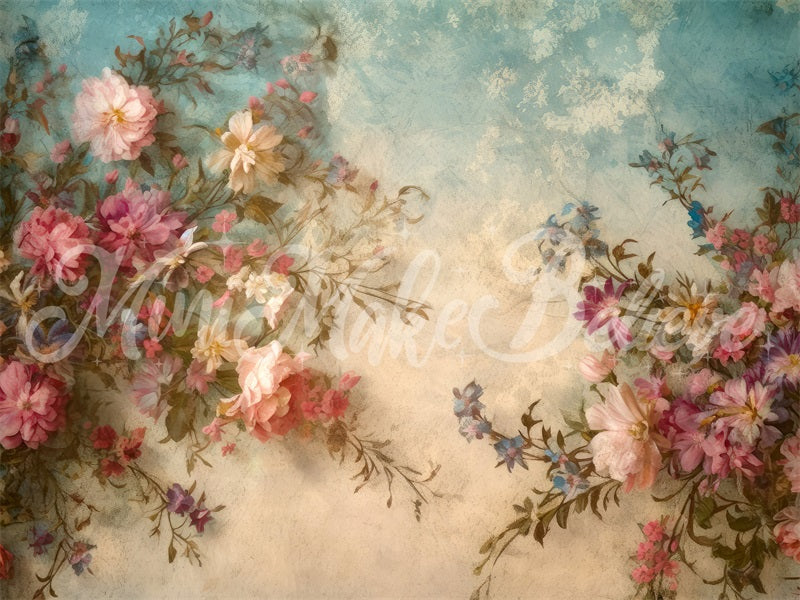 Kate Fine Art Floral Backdrop Vintage Retro Flower Painting Designed by Mini MakeBelieve