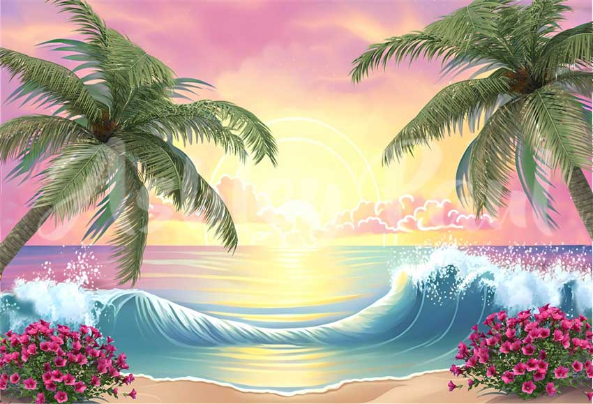 Kate Summer Beach Flower Backdrop Designed by Ashley Paul - Kate Backdrop AU