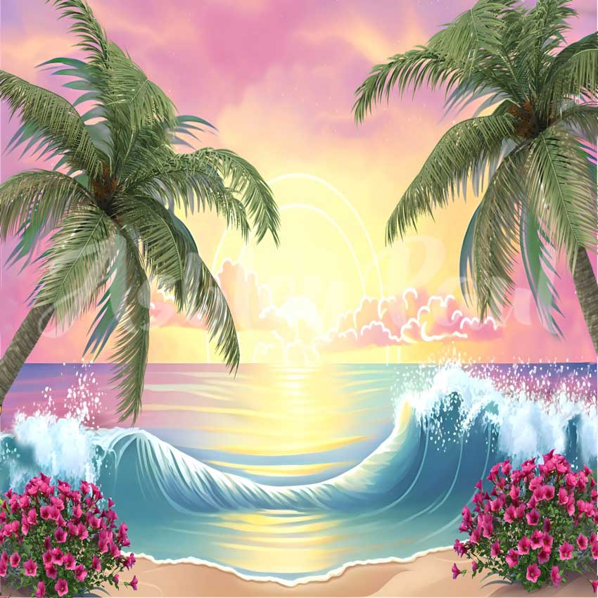 Kate Summer Beach Flower Backdrop Designed by Ashley Paul - Kate Backdrop AU