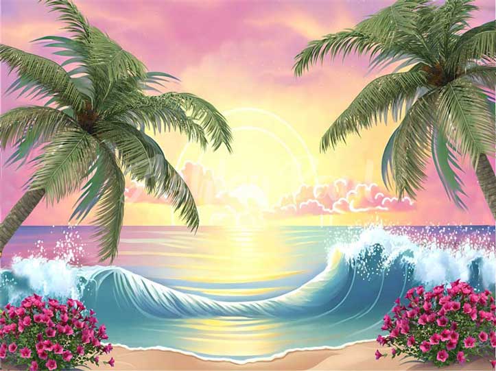 Kate Summer Beach Flower Backdrop Designed by Ashley Paul - Kate Backdrop AU