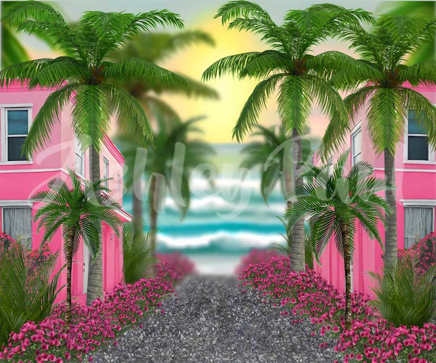 Kate Beach Pink House Backdrop Designed by Ashley Paul