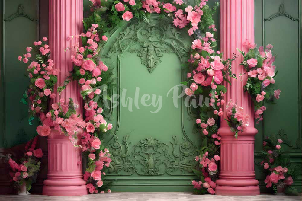 Kate Green Flower Wall Backdrop Spring Designed by Ashley Paul - Kate Backdrop AU