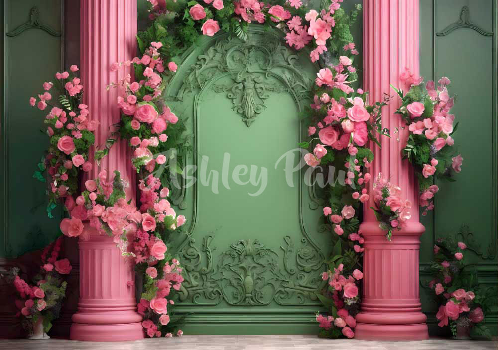 Kate Green Flower Wall Backdrop Spring Designed by Ashley Paul - Kate Backdrop AU