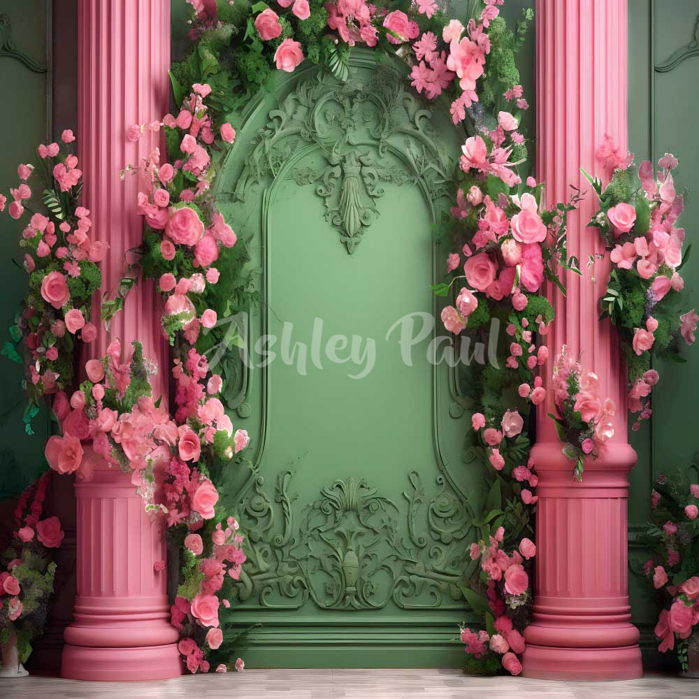 Kate Green Flower Wall Backdrop Spring Designed by Ashley Paul - Kate Backdrop AU