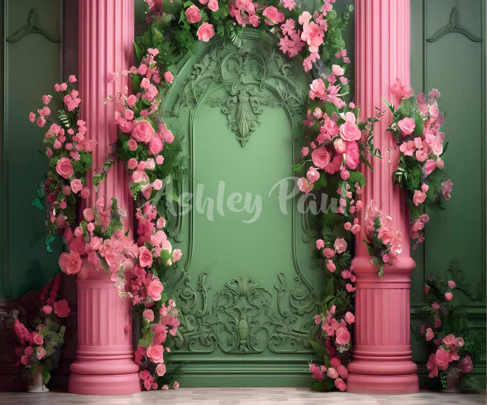 Kate Green Flower Wall Backdrop Spring Designed by Ashley Paul - Kate Backdrop AU