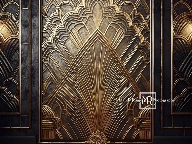 Kate Black Gold Art Deco Gatsby Door Backdrop Designed by Mandy Ringe Photography - Kate Backdrop AU