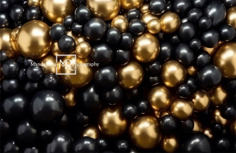 Kate Black Gold Balloon Party Backdrop Designed by Mandy Ringe Photography - Kate Backdrop AU