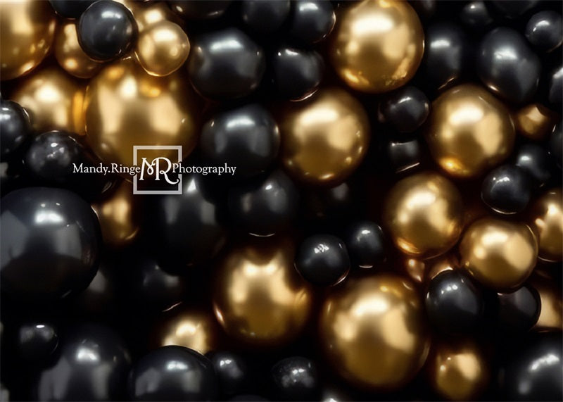 Kate Black Gold Balloon Party Backdrop Designed by Mandy Ringe Photography - Kate Backdrop AU