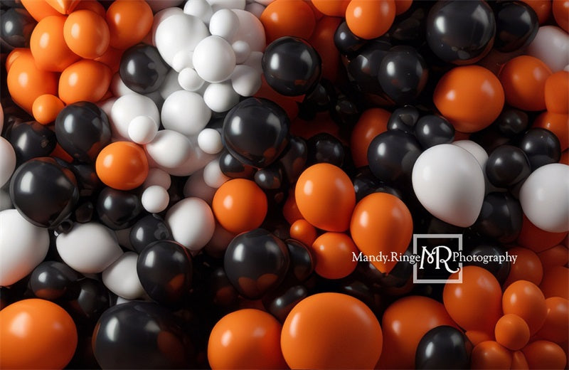 Kate Orange Black White Balloon Party Backdrop Designed by Mandy Ringe Photography - Kate Backdrop AU