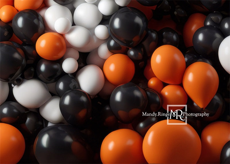 Kate Orange Black White Balloon Party Backdrop Designed by Mandy Ringe Photography - Kate Backdrop AU