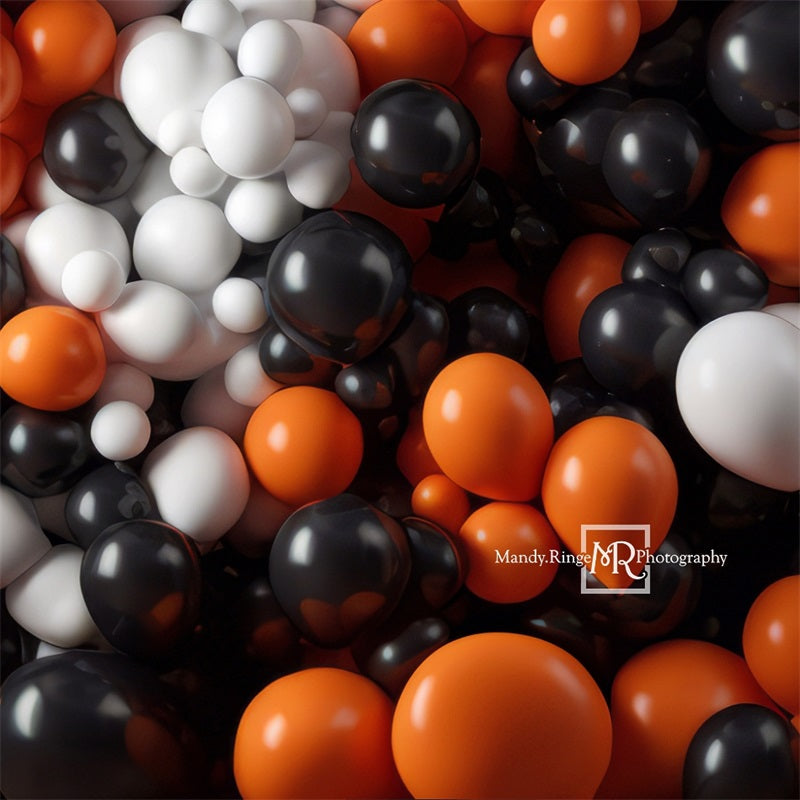 Kate Orange Black White Balloon Party Backdrop Designed by Mandy Ringe Photography - Kate Backdrop AU