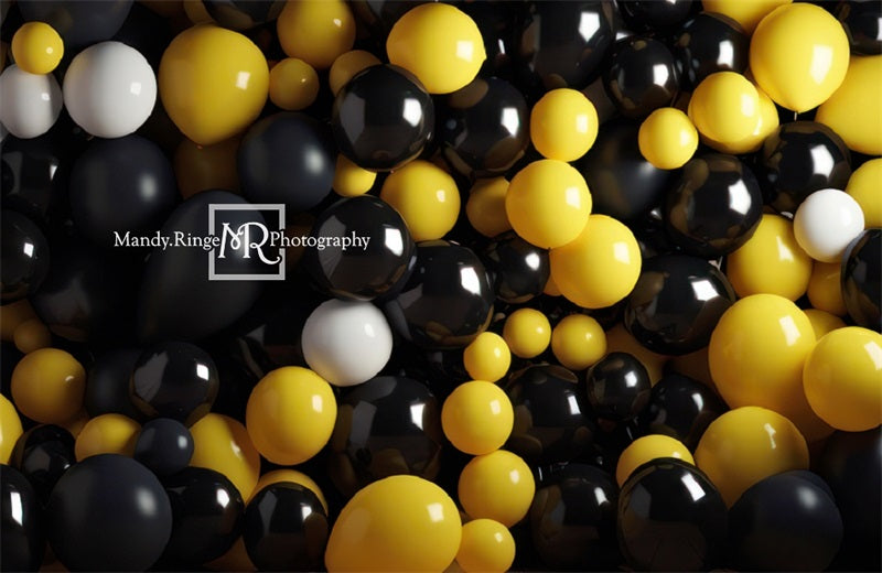 Kate Yellow Black Balloon Party Backdrop Designed by Mandy Ringe Photography