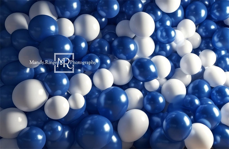 Kate Blue White Balloon Party Backdrop Designed by Mandy Ringe Photography - Kate Backdrop AU