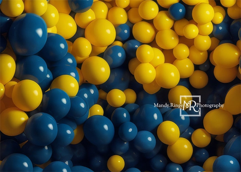 Kate Blue Yellow Balloon Party Backdrop Designed by Mandy Ringe Photography