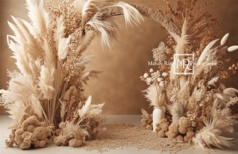 Kate Boho Dried Florals Neutral Arch Backdrop Designed by Mandy Ringe Photography - Kate Backdrop AU