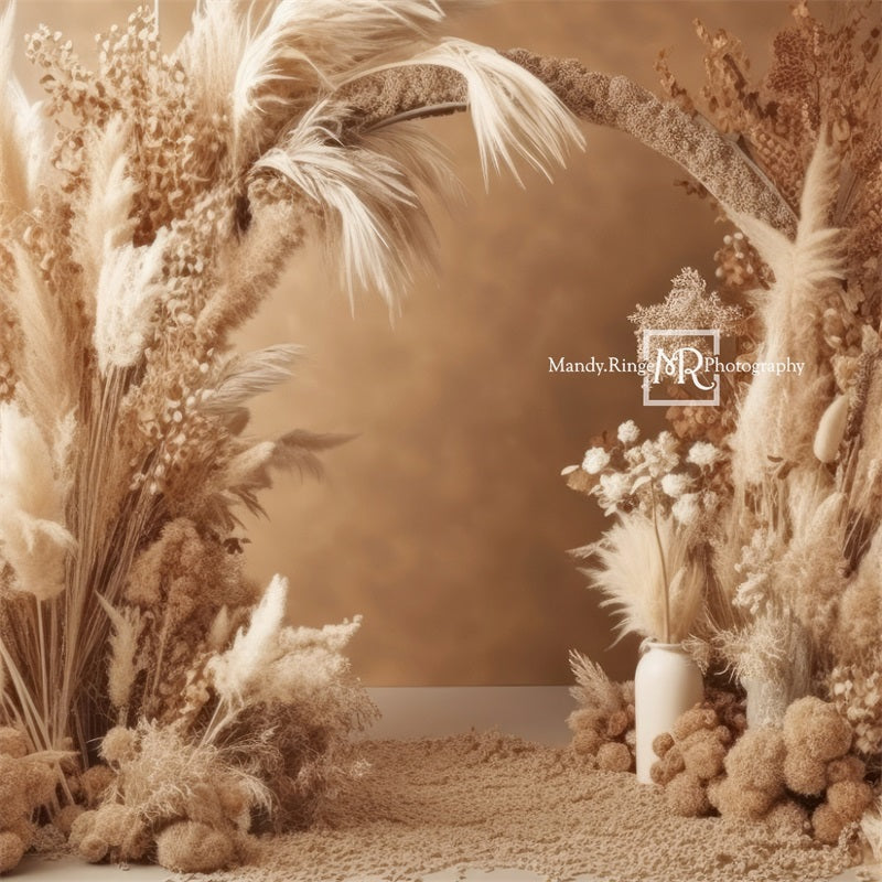 Kate Boho Dried Florals Neutral Arch Backdrop Designed by Mandy Ringe Photography - Kate Backdrop AU