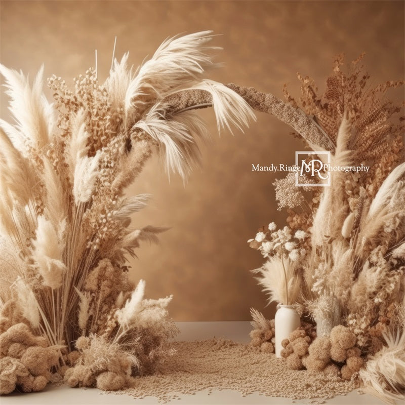 Kate Boho Dried Florals Neutral Arch Backdrop Designed by Mandy Ringe Photography - Kate Backdrop AU