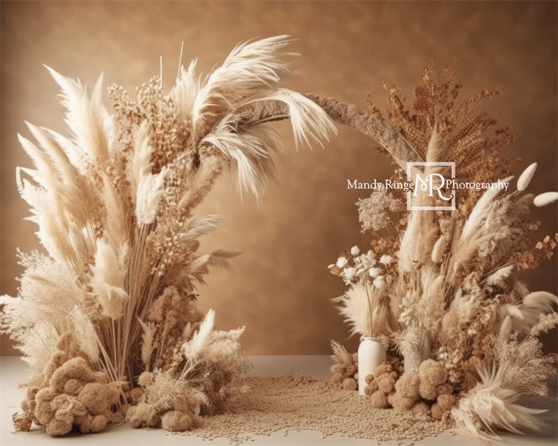 Kate Boho Dried Florals Neutral Arch Backdrop Designed by Mandy Ringe Photography - Kate Backdrop AU