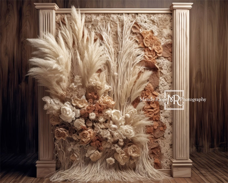 Kate Boho Dried Florals Tapestry Backdrop Designed by Mandy Ringe Photography