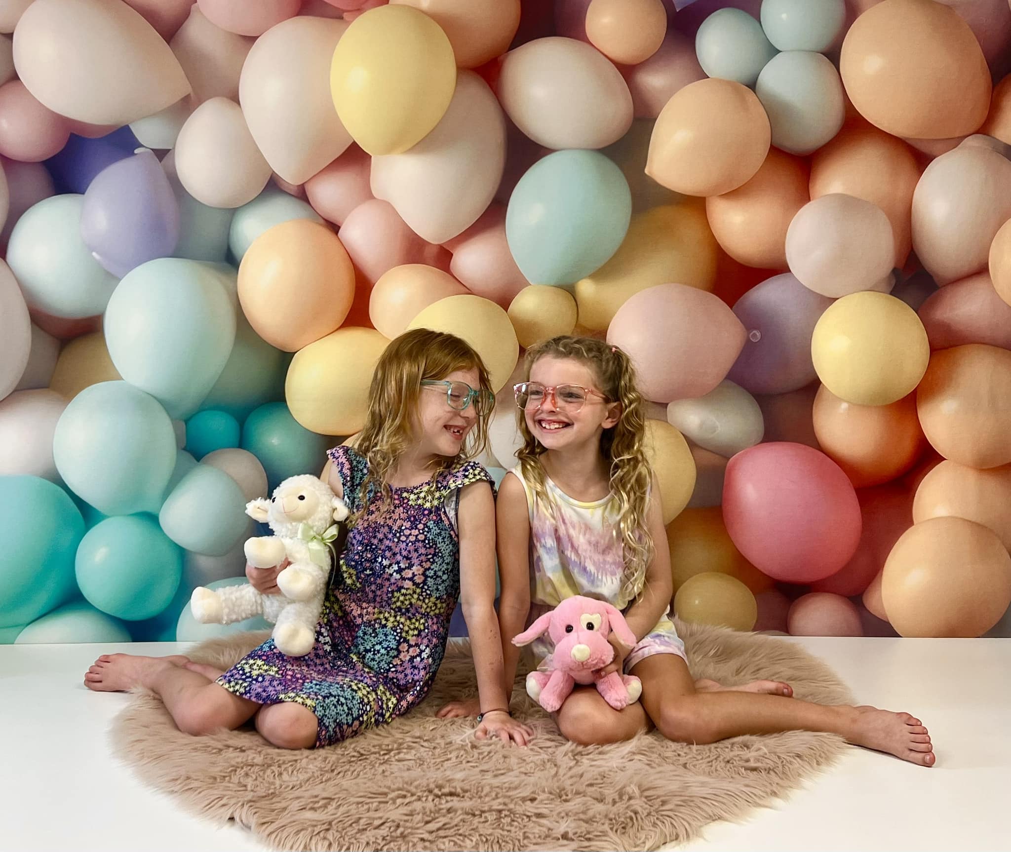 Kate Bright Pastel Rainbow Balloon Wall Backdrop Designed by Mandy Ringe Photography