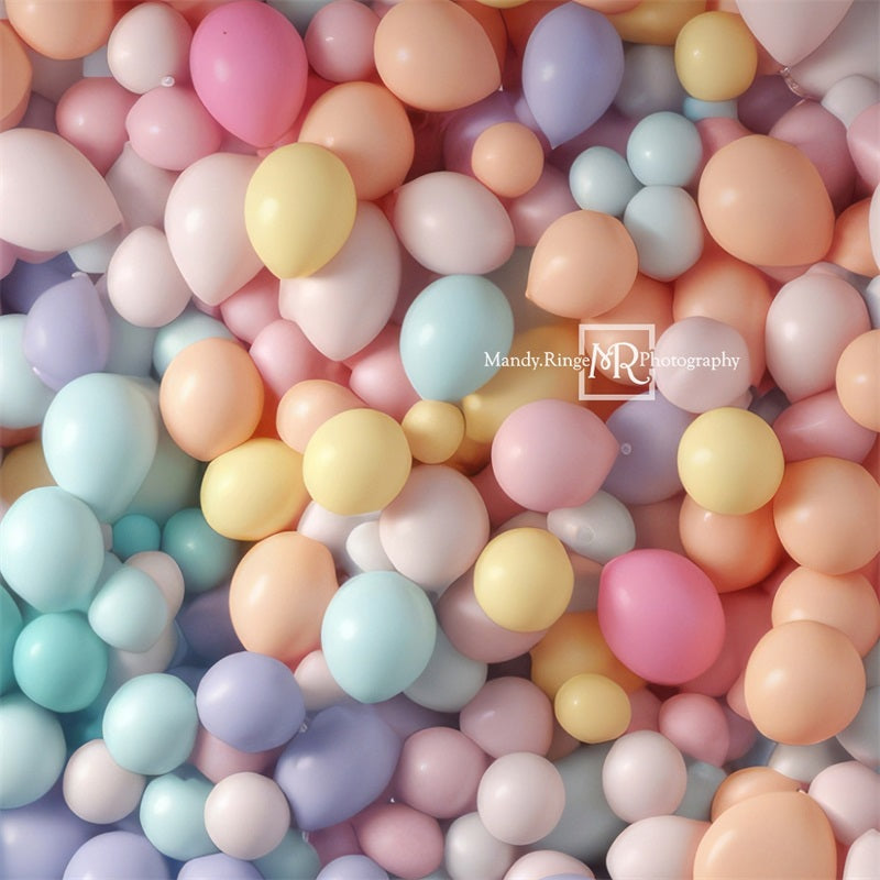 Kate Bright Pastel Rainbow Balloon Wall Backdrop Designed by Mandy Ringe Photography