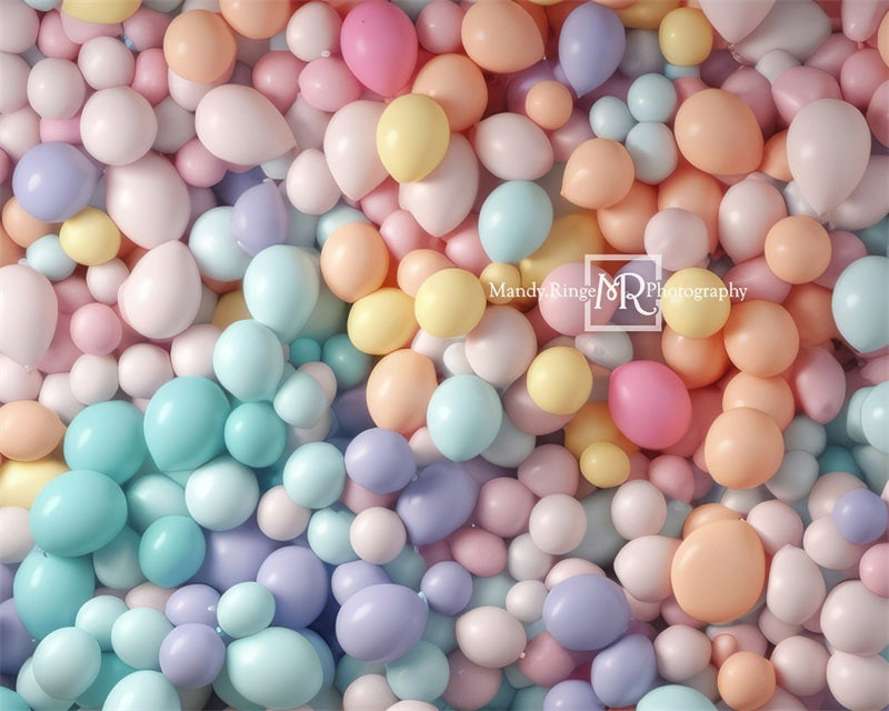 Kate Bright Pastel Rainbow Balloon Wall Backdrop Designed by Mandy Ringe Photography