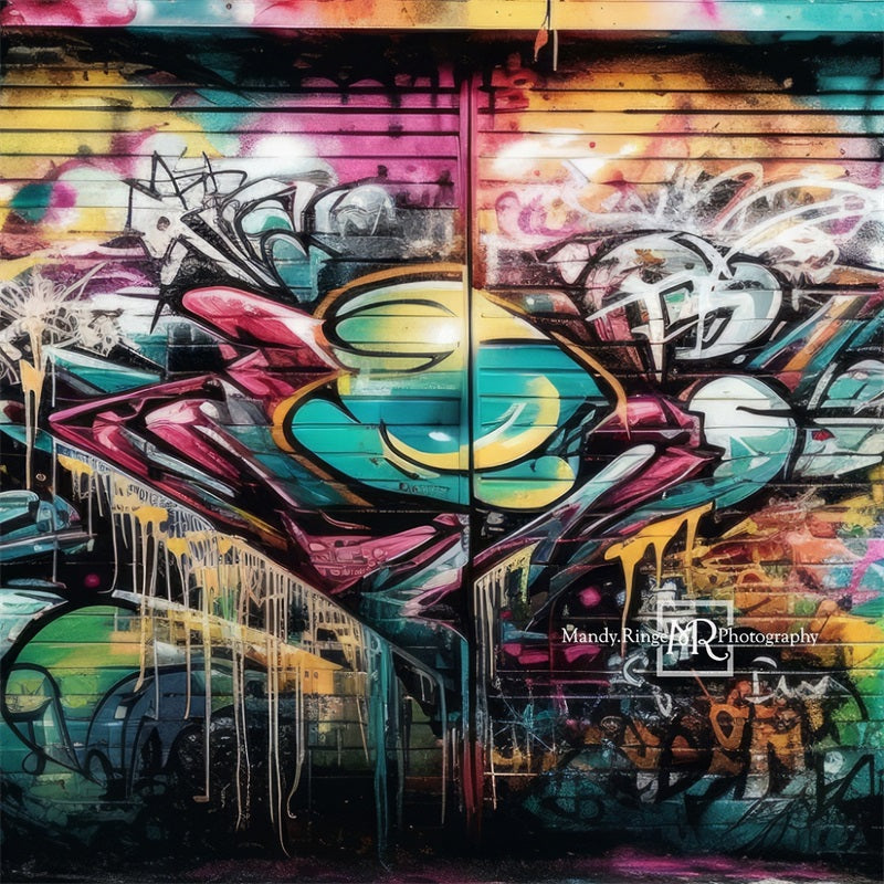 Kate Colorful Graffiti Wall Backdrop Designed by Mandy Ringe Photography