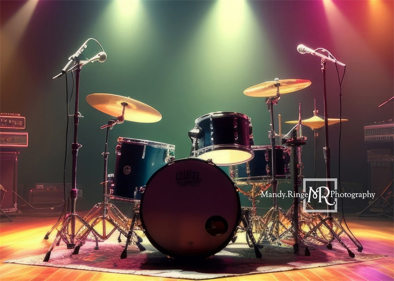 Kate Colorful Rock Stage Drum Set Backdrop Designed by Mandy Ringe Photography - Kate Backdrop AU