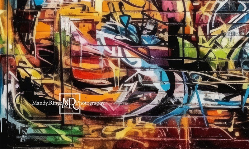 Kate Colorful Urban Graffiti Wall Backdrop Designed by Mandy Ringe Photography
