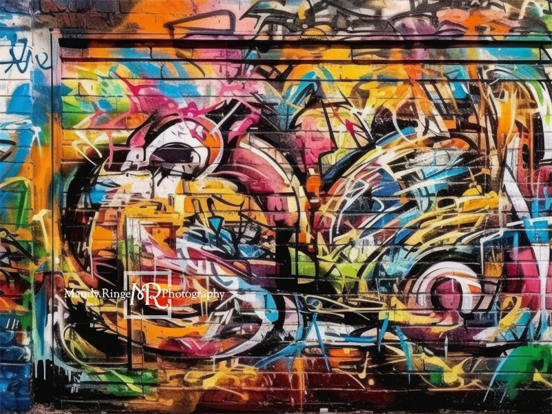Kate Colorful Urban Graffiti Wall Backdrop Designed by Mandy Ringe Photography