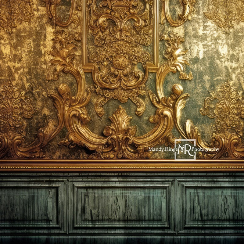 Kate Gilded Gold Teal Wall Backdrop Designed by Mandy Ringe Photography - Kate Backdrop AU