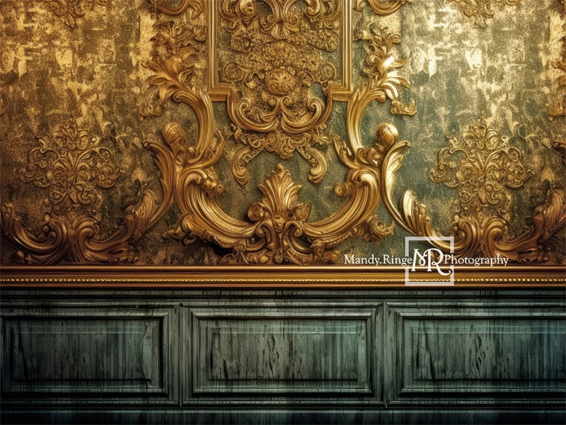 Kate Gilded Gold Teal Wall Backdrop Designed by Mandy Ringe Photography - Kate Backdrop AU