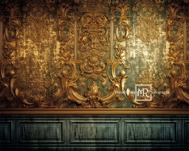 Kate Gilded Gold Teal Wall Backdrop Designed by Mandy Ringe Photography - Kate Backdrop AU