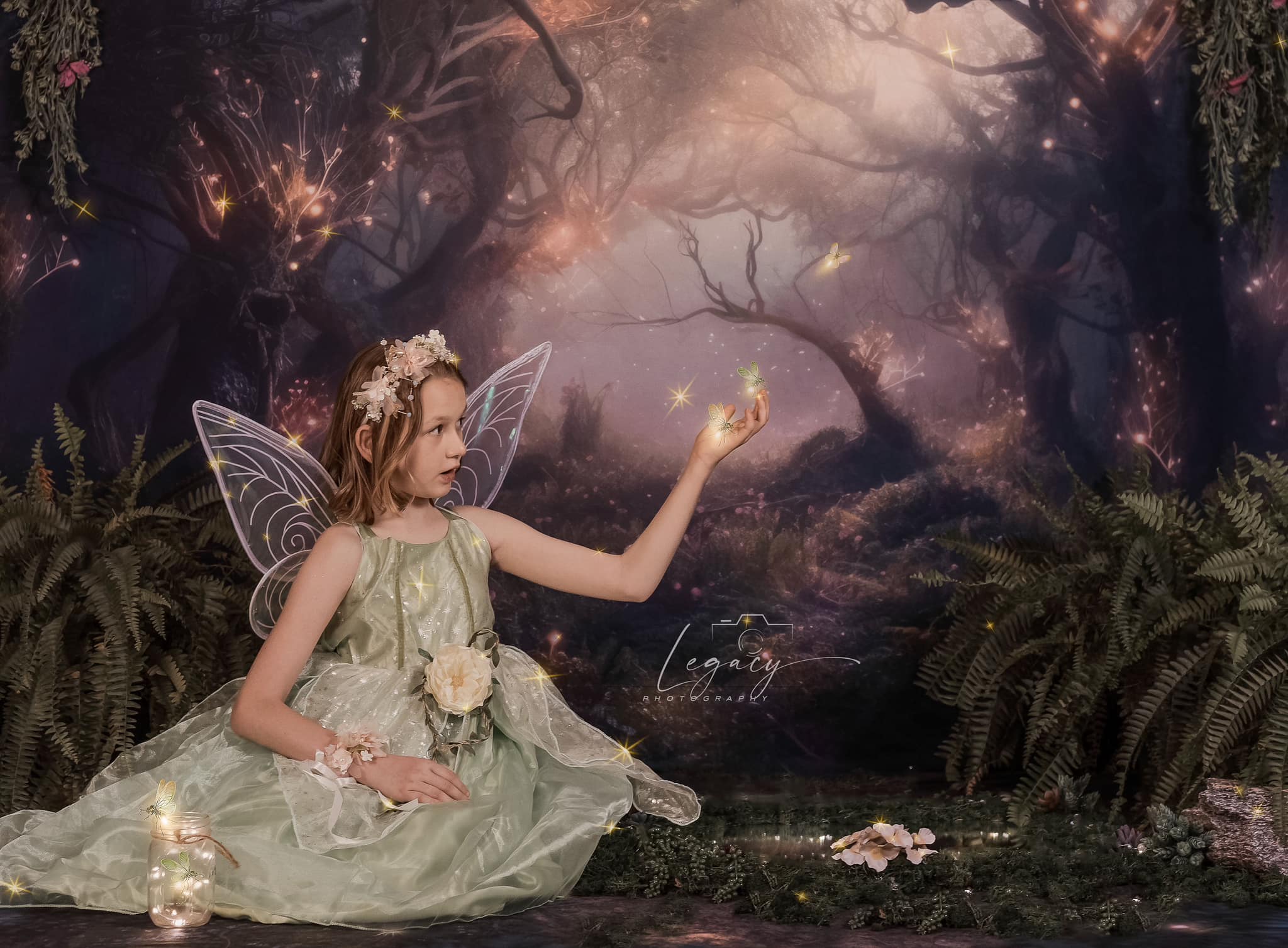 Kate Enchanted Fairy Forest Backdrop+Spring Flower Floor Designed by Mandy Ringe Photography