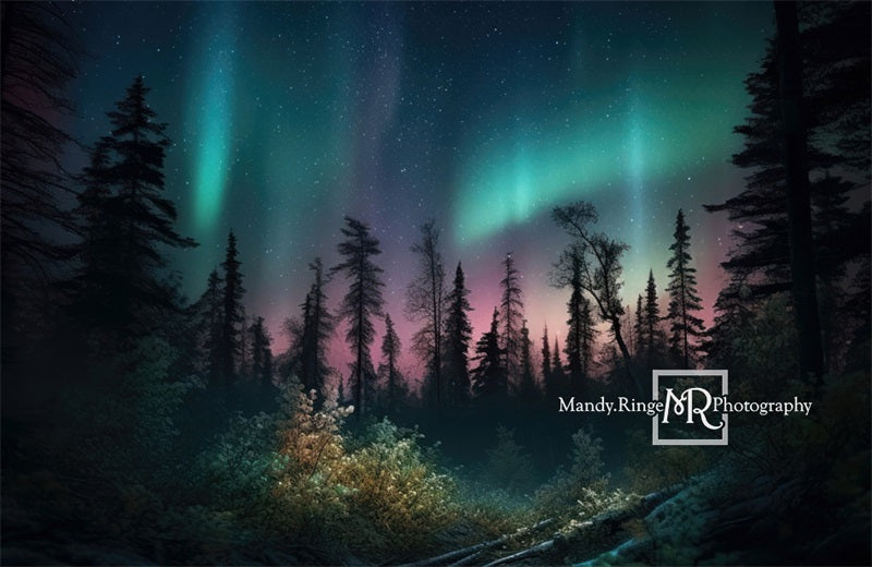 Kate Forest Colorful Northern Lights Backdrop Designed by Mandy Ringe Photography - Kate Backdrop AU