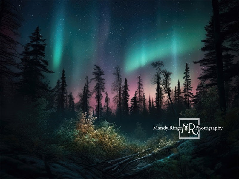 Kate Forest Colorful Northern Lights Backdrop Designed by Mandy Ringe Photography - Kate Backdrop AU
