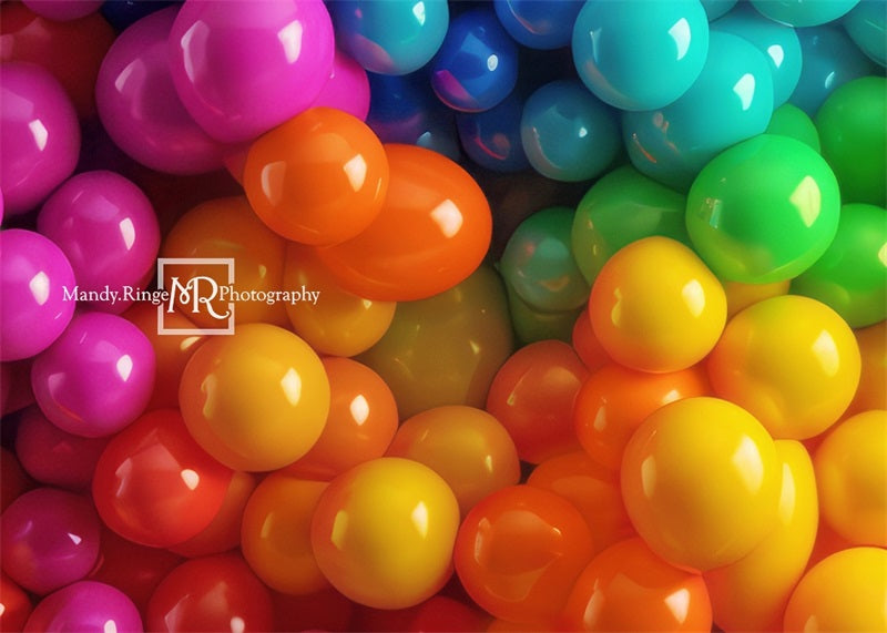 Kate Neon Rainbow Balloon Wall Backdrop Designed by Mandy Ringe Photography