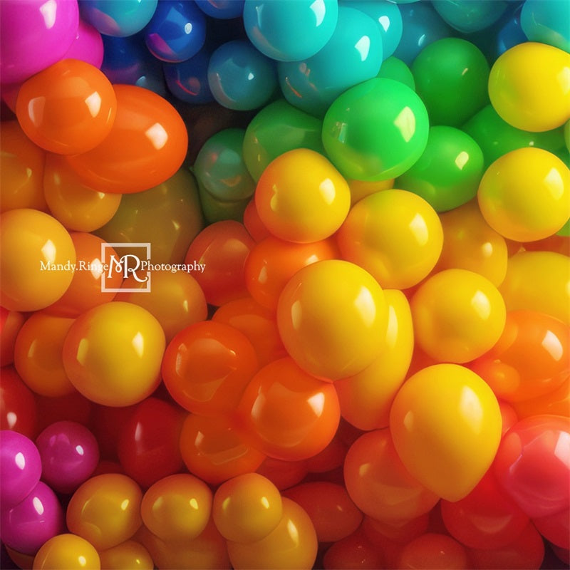 Kate Neon Rainbow Balloon Wall Backdrop Designed by Mandy Ringe Photography