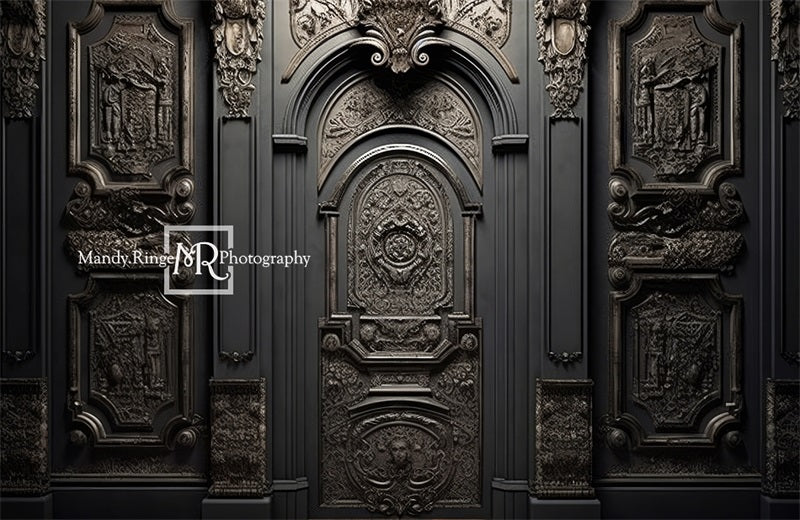 Kate Ornate Black Wall with Door Backdrop Designed by Mandy Ringe Photography - Kate Backdrop AU