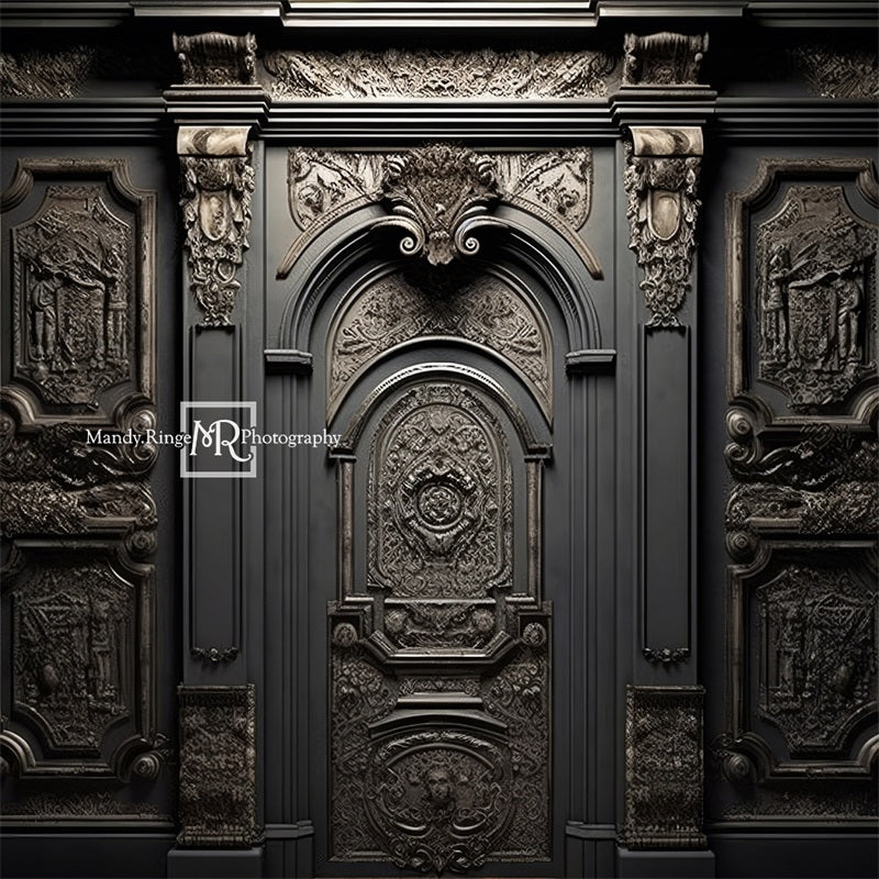 Kate Ornate Black Wall with Door Backdrop Designed by Mandy Ringe Photography - Kate Backdrop AU