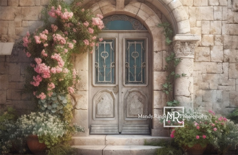 Kate Ornate Castle Door Spring Flowers Backdrop Designed by Mandy Ringe Photography - Kate Backdrop AU