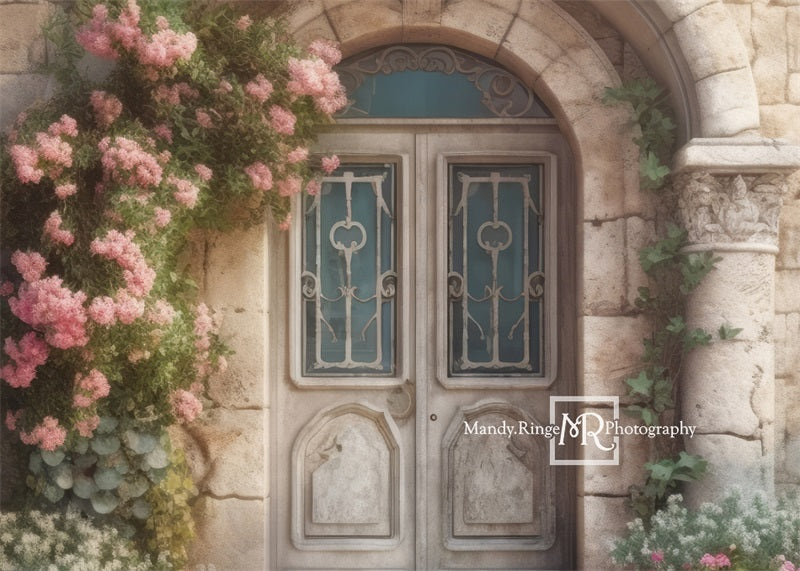 Kate Ornate Castle Door Spring Flowers Backdrop Designed by Mandy Ringe Photography - Kate Backdrop AU