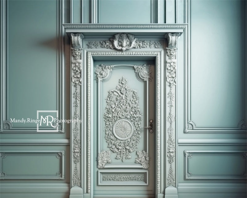 Kate Ornate Mint Victorian Walls Door Backdrop Designed by Mandy Ringe Photography - Kate Backdrop AU