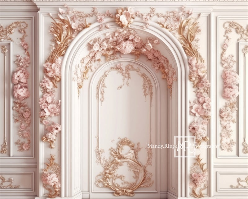 Kate Ornate Pink White Princess Wall Backdrop Designed by Mandy Ringe Photography