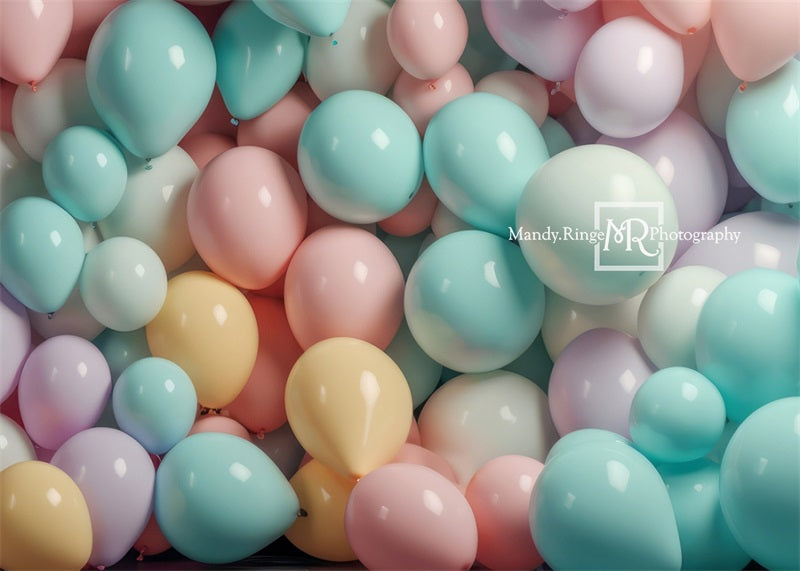 Kate Pastel Rainbow Balloon Wall Backdrop Designed by Mandy Ringe Photography