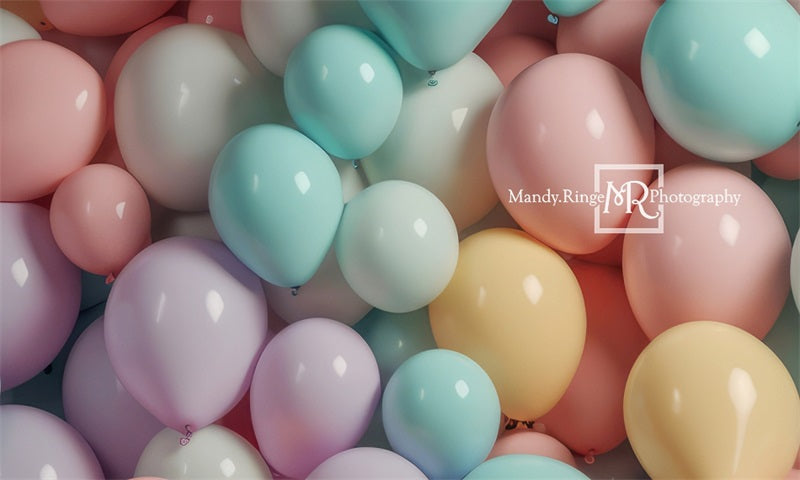 Kate Pastel Rainbow Balloon Wall Backdrop Designed by Mandy Ringe Photography