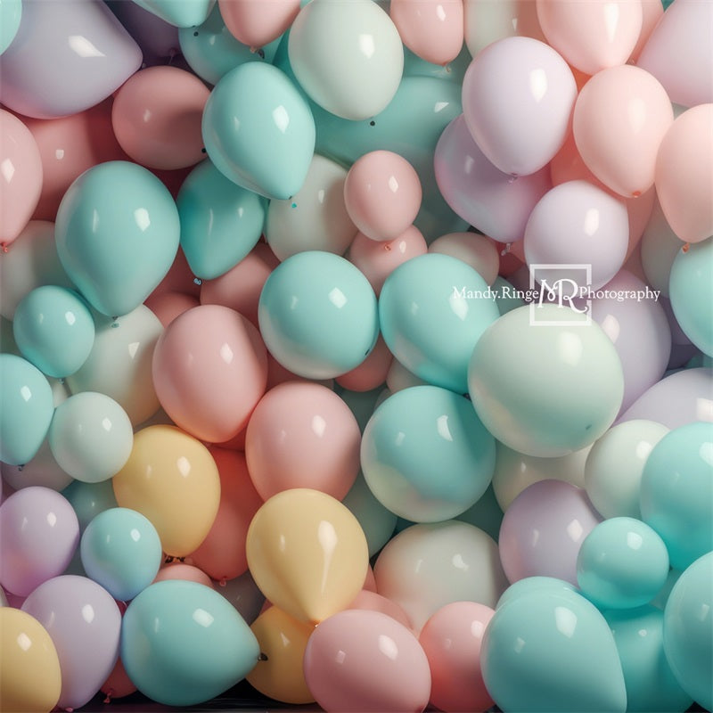 Kate Pastel Rainbow Balloon Wall Backdrop Designed by Mandy Ringe Photography