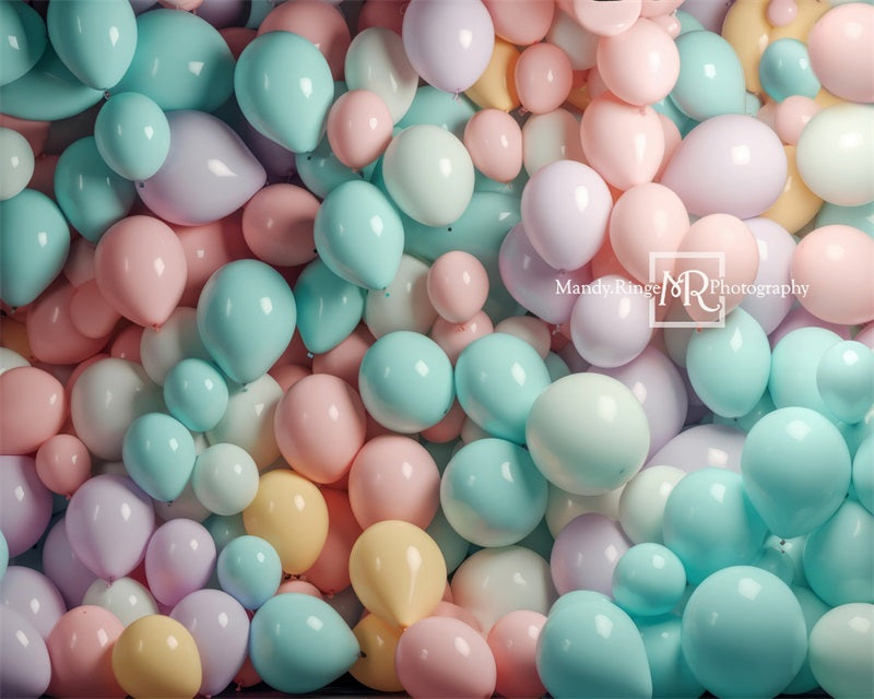 Kate Pastel Rainbow Balloon Wall Backdrop Designed by Mandy Ringe Photography