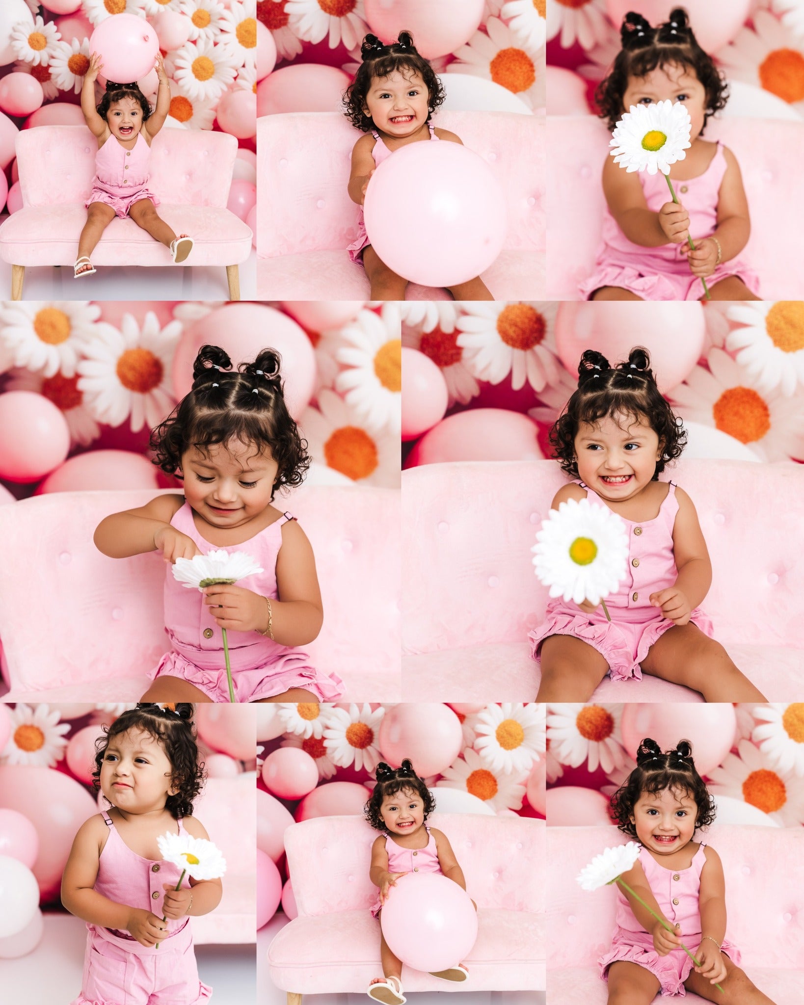 Kate Pink Balloon Daisies Backdrop Designed by Mandy Ringe Photography - Kate Backdrop AU